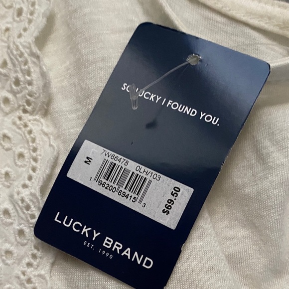Lucky Brand Cream Lace Accent Tank Top NWT - Picture 2 of 3